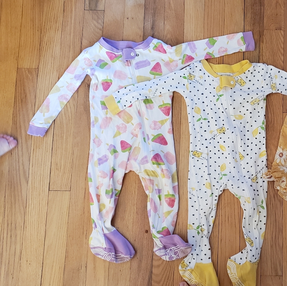 Colorful Ice Cream and Lemon Print Kids Footies